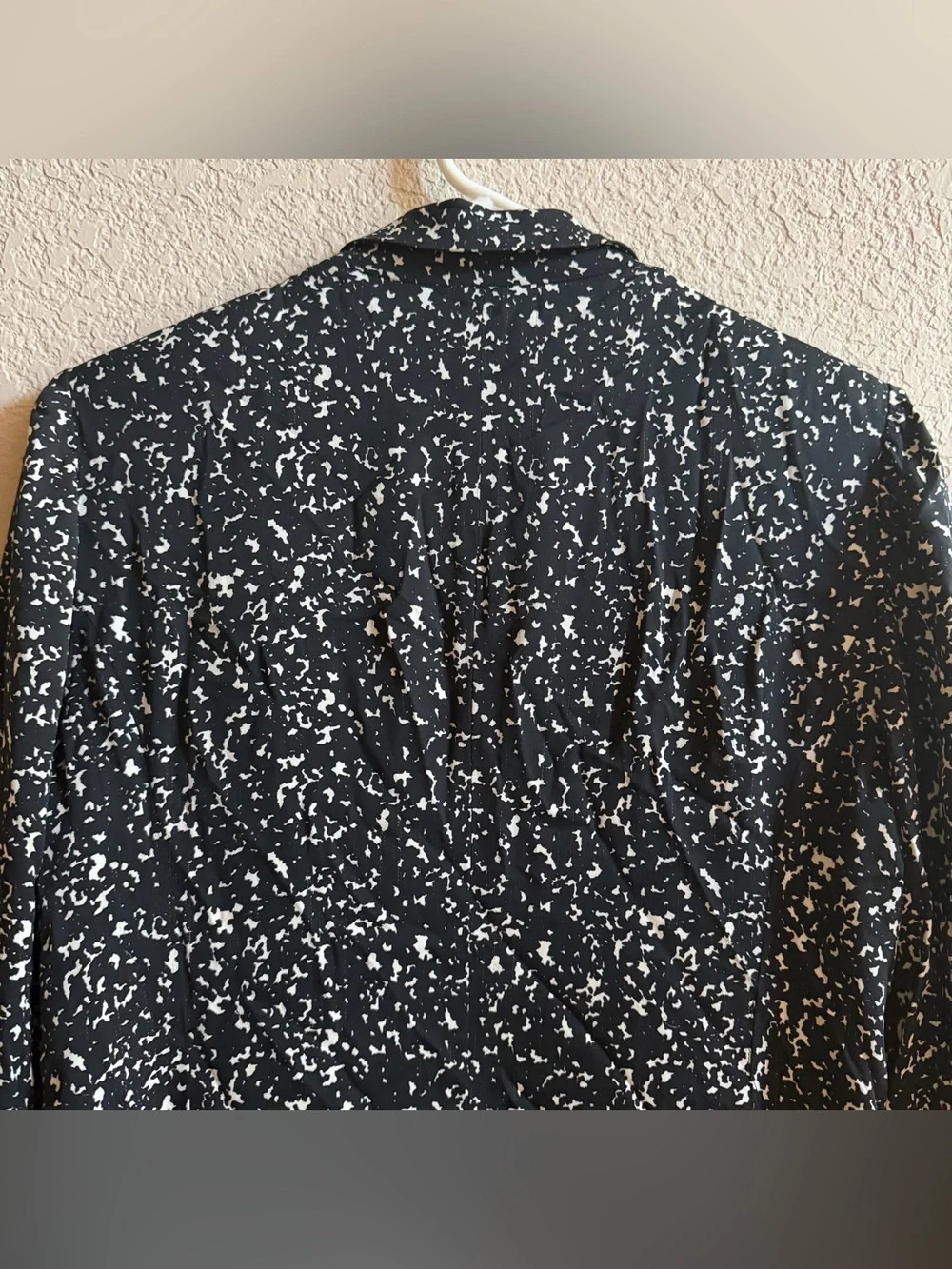 Diane Von Furstenberg Silk Blend Crepe Jacket Blazer Size 6 Black White Designer